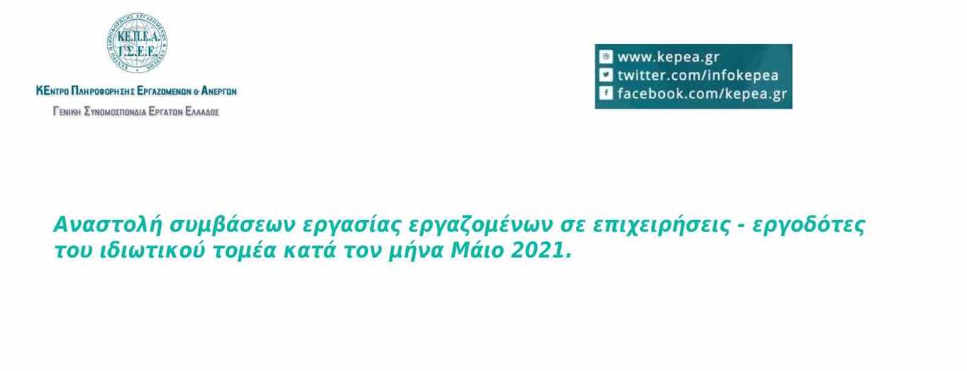 Αναστολή συμβάσεων εργασίας εργαζομένων σε επιχειρήσεις - εργοδότες του ιδιωτικού τομέα κατά τον μήνα Μάιο 2021.